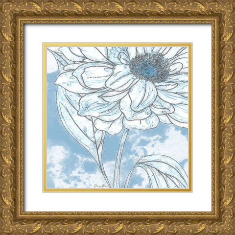 Blue Floral 1 Gold Ornate Wood Framed Art Print with Double Matting by Brown, Denise