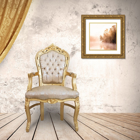 Lake By Sunset Gold Ornate Wood Framed Art Print with Double Matting by Brown, Denise