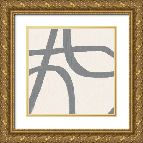 Contrasting Lines Gray Gold Ornate Wood Framed Art Print with Double Matting by Brown, Denise