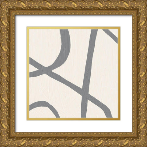 Contrasting Lines 2 Gray Gold Ornate Wood Framed Art Print with Double Matting by Brown, Denise