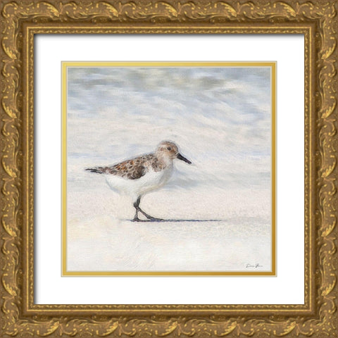 Eclipsed Sandpiper Gold Ornate Wood Framed Art Print with Double Matting by Brown, Denise