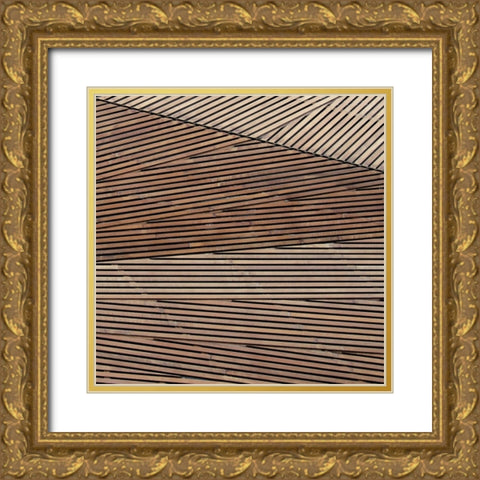 Geometric Wood 2 Gold Ornate Wood Framed Art Print with Double Matting by Brown, Denise