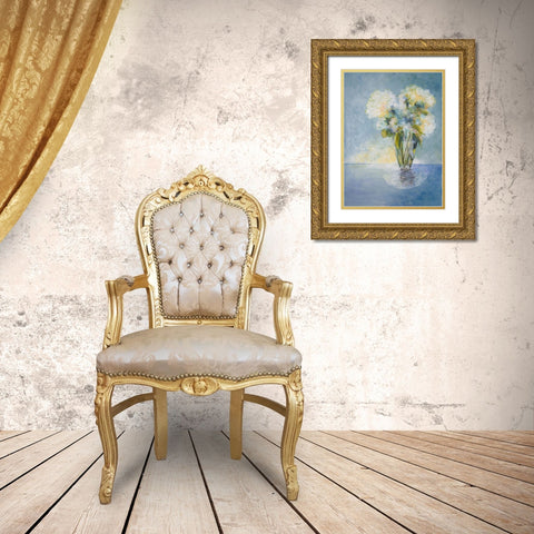 Cheerfull Flowers Gold Ornate Wood Framed Art Print with Double Matting by Charest, Doris