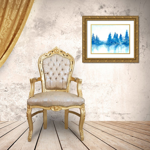 Blue Forest Gold Ornate Wood Framed Art Print with Double Matting by Charest, Doris