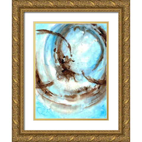Blue Blowout Gold Ornate Wood Framed Art Print with Double Matting by Charest, Doris