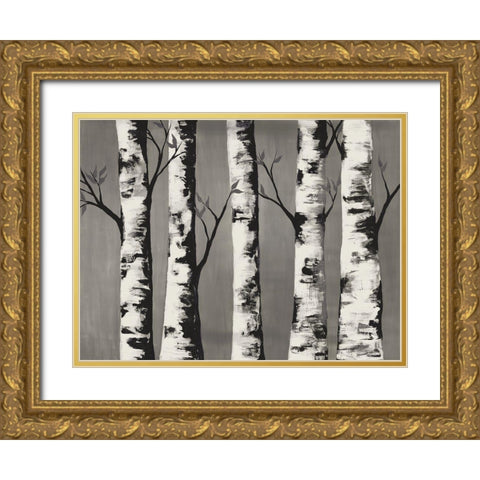 Birch Backwoods Gold Ornate Wood Framed Art Print with Double Matting by Charest, Doris