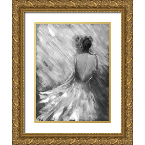 Dancing BW Queen 1 Gold Ornate Wood Framed Art Print with Double Matting by Charest, Doris