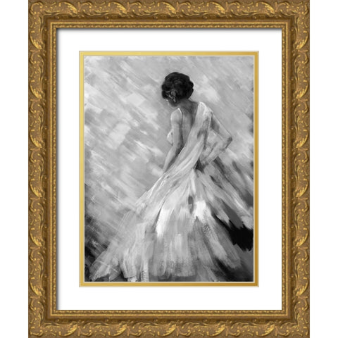 Dancing BW Queen 2 Gold Ornate Wood Framed Art Print with Double Matting by Charest, Doris