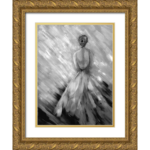 Dancing BW Queen 3 Gold Ornate Wood Framed Art Print with Double Matting by Charest, Doris