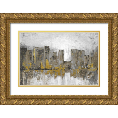Golden City Glow Gold Ornate Wood Framed Art Print with Double Matting by Charest, Doris