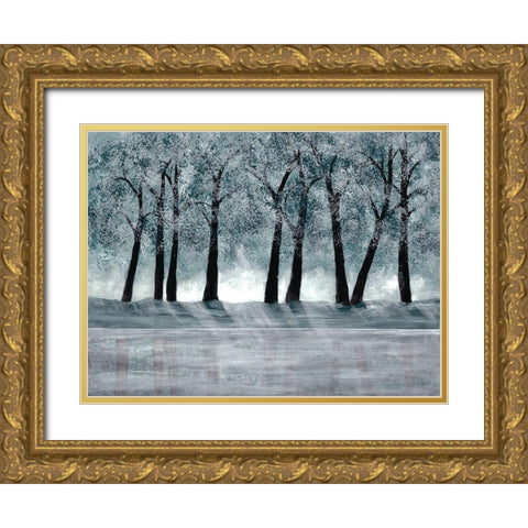 Blue Forest Gold Ornate Wood Framed Art Print with Double Matting by Charest, Doris