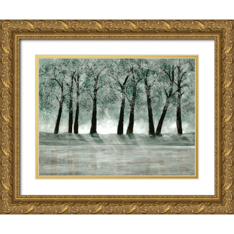 Green Forest 1 Gold Ornate Wood Framed Art Print with Double Matting by Charest, Doris