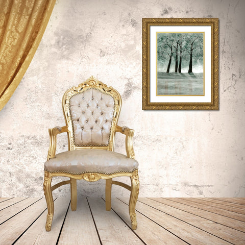 Green Forest 2 Gold Ornate Wood Framed Art Print with Double Matting by Charest, Doris