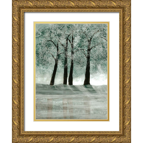 Green Forest 2 Gold Ornate Wood Framed Art Print with Double Matting by Charest, Doris