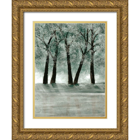Green Forest 3 Gold Ornate Wood Framed Art Print with Double Matting by Charest, Doris