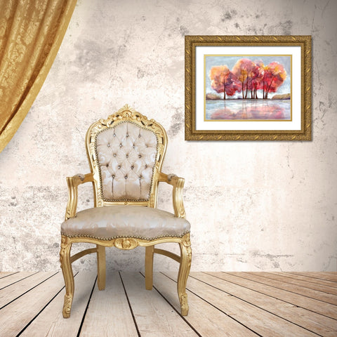 Lake Foliage Gold Ornate Wood Framed Art Print with Double Matting by Charest, Doris
