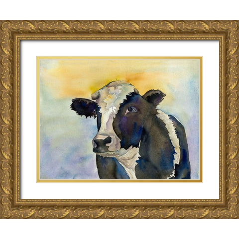 Watching Cattle 2 Gold Ornate Wood Framed Art Print with Double Matting by Charest, Doris
