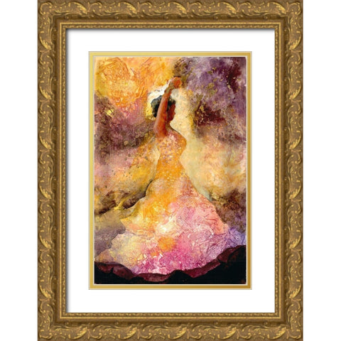 Flourished Dancer 1 Gold Ornate Wood Framed Art Print with Double Matting by Charest, Doris