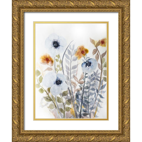Floral Embrace 1 Gold Ornate Wood Framed Art Print with Double Matting by Charest, Doris