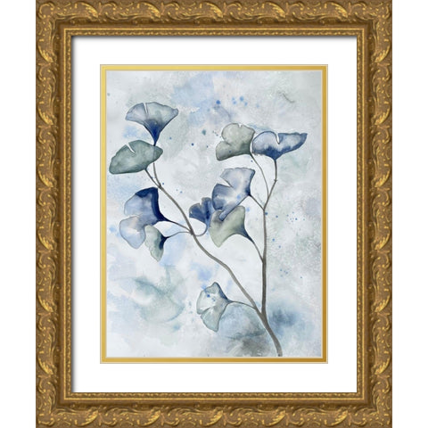 Moonlit Ginkos 1 Gold Ornate Wood Framed Art Print with Double Matting by Charest, Doris