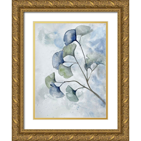 Moonlit Ginkos 2 Gold Ornate Wood Framed Art Print with Double Matting by Charest, Doris