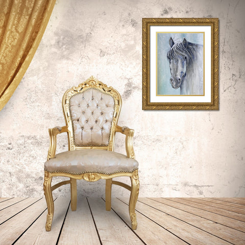 Gentle Stallion 1 Gold Ornate Wood Framed Art Print with Double Matting by Charest, Doris