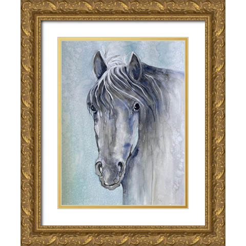 Gentle Stallion 1 Gold Ornate Wood Framed Art Print with Double Matting by Charest, Doris