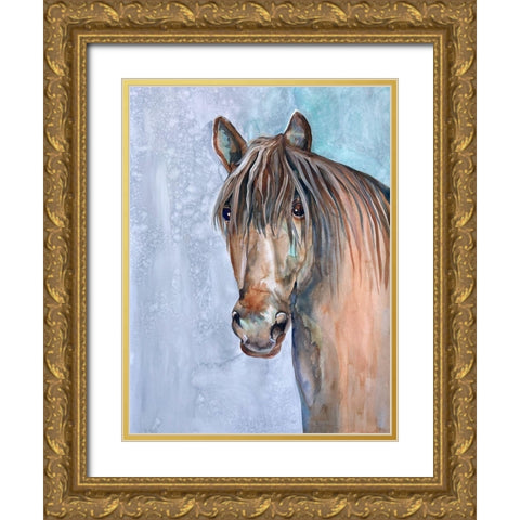 Gentle Stallion 2 Gold Ornate Wood Framed Art Print with Double Matting by Charest, Doris