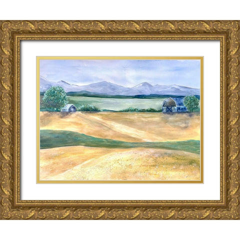 Farmland Beauty 1 Gold Ornate Wood Framed Art Print with Double Matting by Charest, Doris