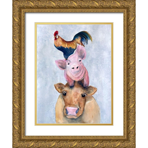 Farmland Trio 1 Gold Ornate Wood Framed Art Print with Double Matting by Charest, Doris