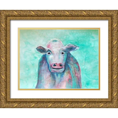 Misunderstood Cow Gold Ornate Wood Framed Art Print with Double Matting by Charest, Doris