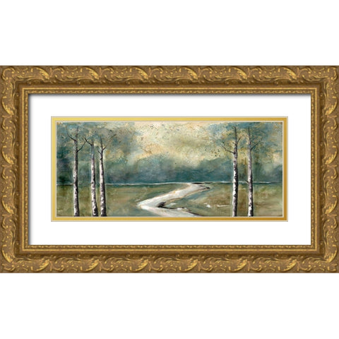 Green Landscape Gold Ornate Wood Framed Art Print with Double Matting by Charest, Doris