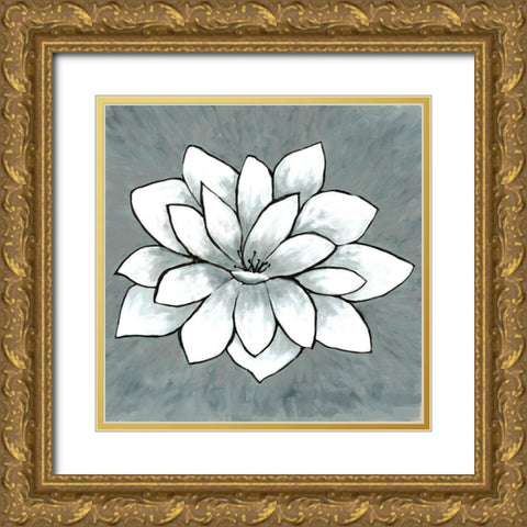 White Lotus Gold Ornate Wood Framed Art Print with Double Matting by Charest, Doris