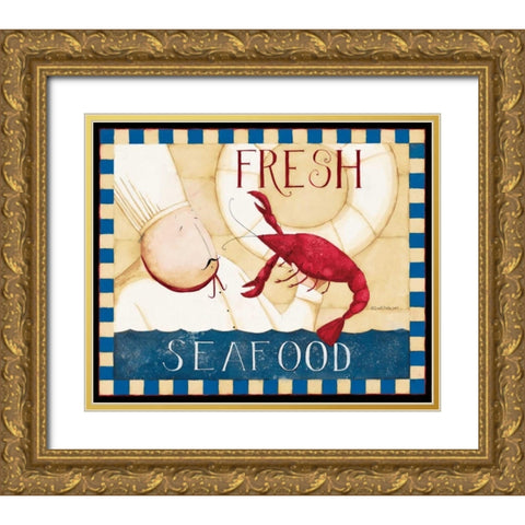 Fresh Seafood Gold Ornate Wood Framed Art Print with Double Matting by DiPaolo, Dan