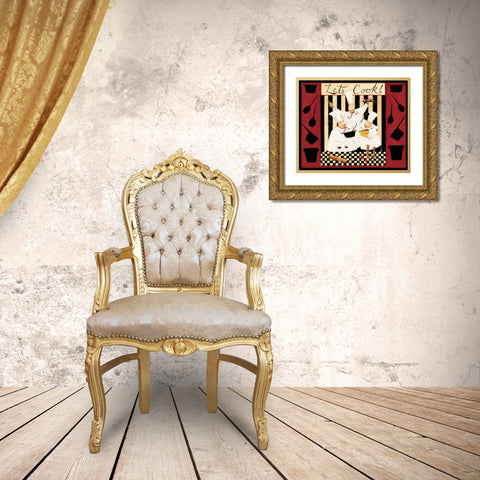 Cook Together Gold Ornate Wood Framed Art Print with Double Matting by DiPaolo, Dan