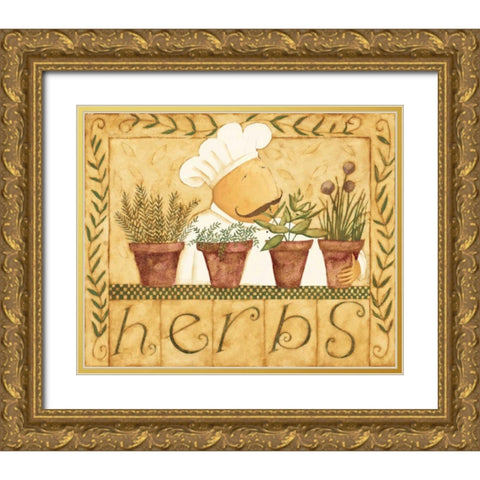 Kitchen Herbs Gold Ornate Wood Framed Art Print with Double Matting by DiPaolo, Dan