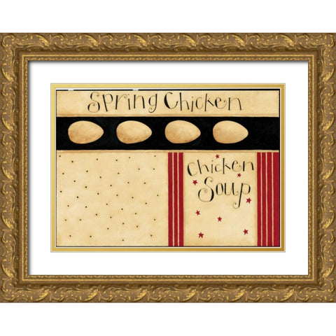 Spring Chicken Gold Ornate Wood Framed Art Print with Double Matting by DiPaolo, Dan