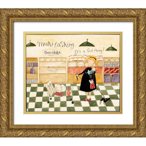 Checkered Gold Ornate Wood Framed Art Print with Double Matting by DiPaolo, Dan