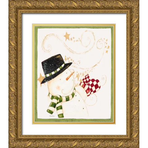 Snowman Gold Ornate Wood Framed Art Print with Double Matting by DiPaolo, Dan
