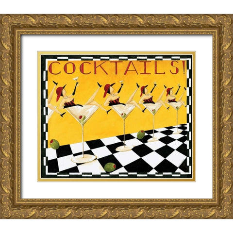 Cocktails Gold Ornate Wood Framed Art Print with Double Matting by DiPaolo, Dan