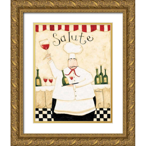 Salute Wine Gold Ornate Wood Framed Art Print with Double Matting by DiPaolo, Dan