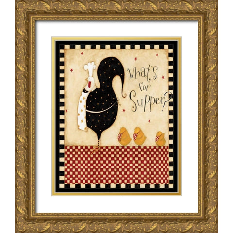 Mother Chicks Gold Ornate Wood Framed Art Print with Double Matting by DiPaolo, Dan
