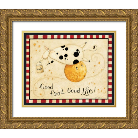 Flying Cows Gold Ornate Wood Framed Art Print with Double Matting by DiPaolo, Dan