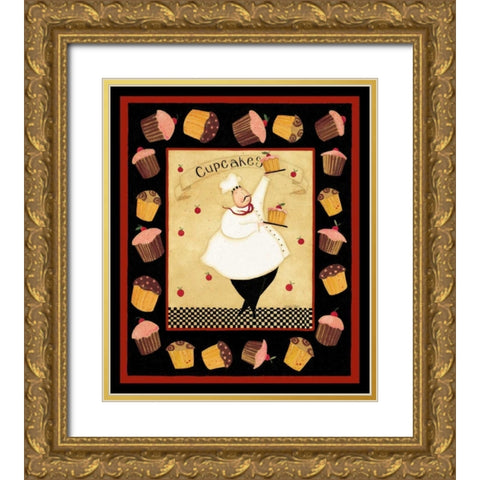 Dancing With Cupcakes Gold Ornate Wood Framed Art Print with Double Matting by DiPaolo, Dan