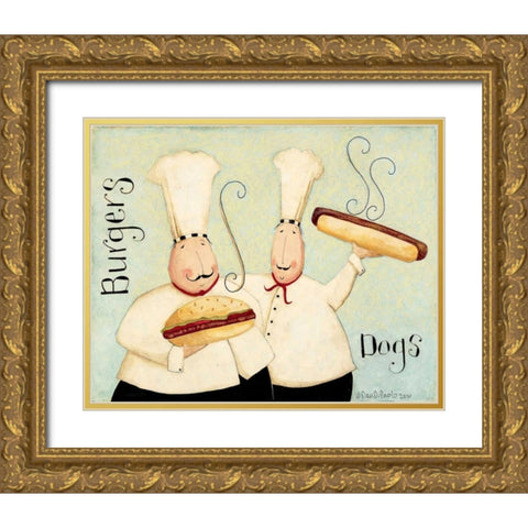 Burgers Dogs Gold Ornate Wood Framed Art Print with Double Matting by DiPaolo, Dan