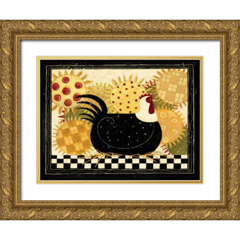 Hen Gold Ornate Wood Framed Art Print with Double Matting by DiPaolo, Dan