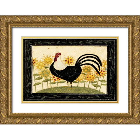 Hey There Rooster Gold Ornate Wood Framed Art Print with Double Matting by DiPaolo, Dan