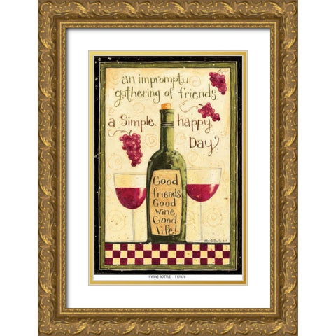 Wine Bottle Gold Ornate Wood Framed Art Print with Double Matting by DiPaolo, Dan