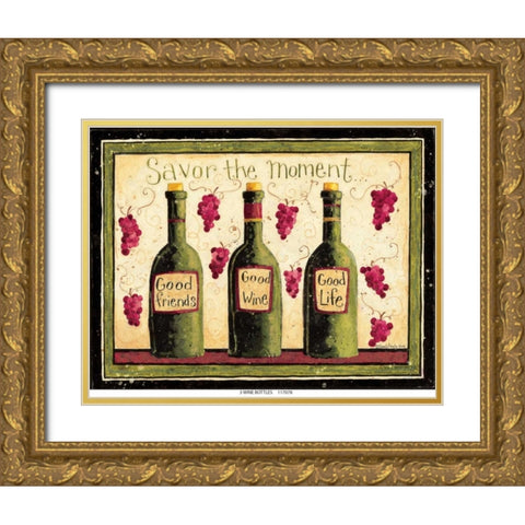 Wine Bottles Gold Ornate Wood Framed Art Print with Double Matting by DiPaolo, Dan
