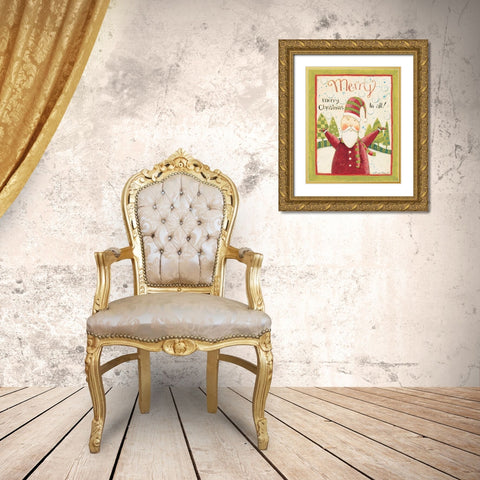 Merry Christmas Gold Ornate Wood Framed Art Print with Double Matting by DiPaolo, Dan